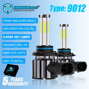 6sides 9012 HIR2 LED Headlight Bulb 6500K Xenon White High LOW Beam Bright White - Foto 1 di 12