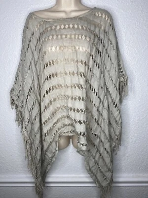 Another Important Culture Gray Cut-Out Linen Art-to-Wear Kaftan Tunic Top Sz L - Image 1 of 4