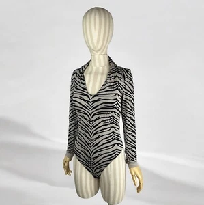 Body Wolford Manga Larga Estampado Cebra Cuello en V Talla M - Imagen 1 de 18