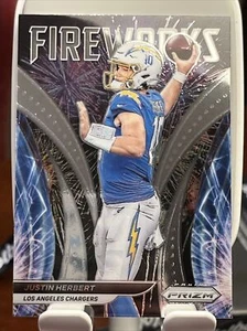 2021 Panini Prizm JUSTIN HERBERT Card #F-18 Fireworks Los Angeles Chargers NFL - Picture 1 of 2