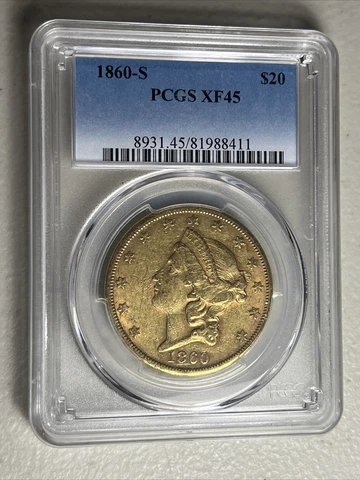 1860 S - $20 GOLD LIBERTY DOUBLE EAGLE PCGS XF45 Cover