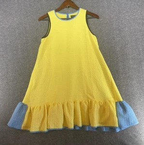 Victoria Beckham for Target Yellow Blue Cloque Ruffle Sleeveless Dress Girls XL - Picture 1 of 13