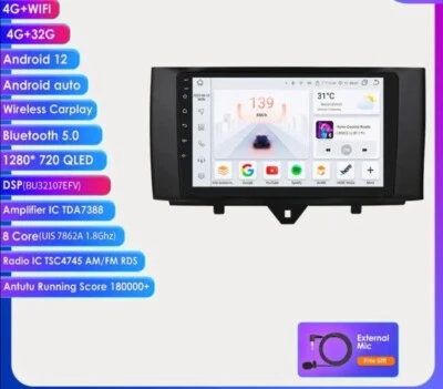 RADIO 2 DIN 9" PARA SMART 451 BLUETOOTH NAVEGADOR USB ANDROID WIFI CARPLAY 4/32 - Imagen 1 de 4