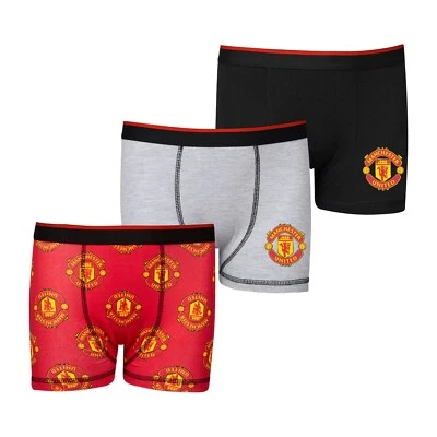 Manchester United FC Boys Boxer Shorts, Man Utd Boys Boxers Pack of 3 - Image 1 of 4