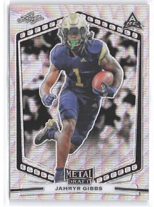 2022 Leaf Draft #B-JG1 Jahmyr Gibbs Metal Wave Silver - Picture 1 of 2