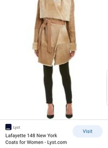 Lafayette 148 NY Palomino LUXURY Shearling Jacket Coat Lamb Suede PS $5990 S NWT - Picture 1 of 12