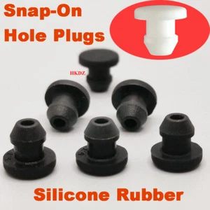 Black Snap-On Hole Plugs Silicone Rubber Blanking Seal Bung Insert Tube Pipe Cap - Picture 1 of 8