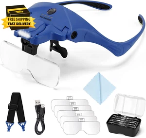YOCTOSUN Magnifying Glasses with Light, Hands Free Headband Magnifier with 4 LED - Picture 1 of 9