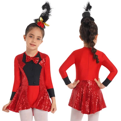 Kids Girls Halloween Sequins Adorned Lion Lamer Festival Dance Leotard Xmas - Image 1 of 3