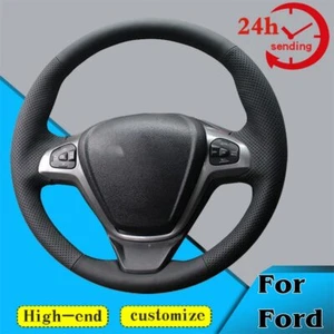 Custom Steering Wheel Cover For Ford Fiesta 2008-17 EcoSport 2014-2017 Transit - Picture 1 of 6