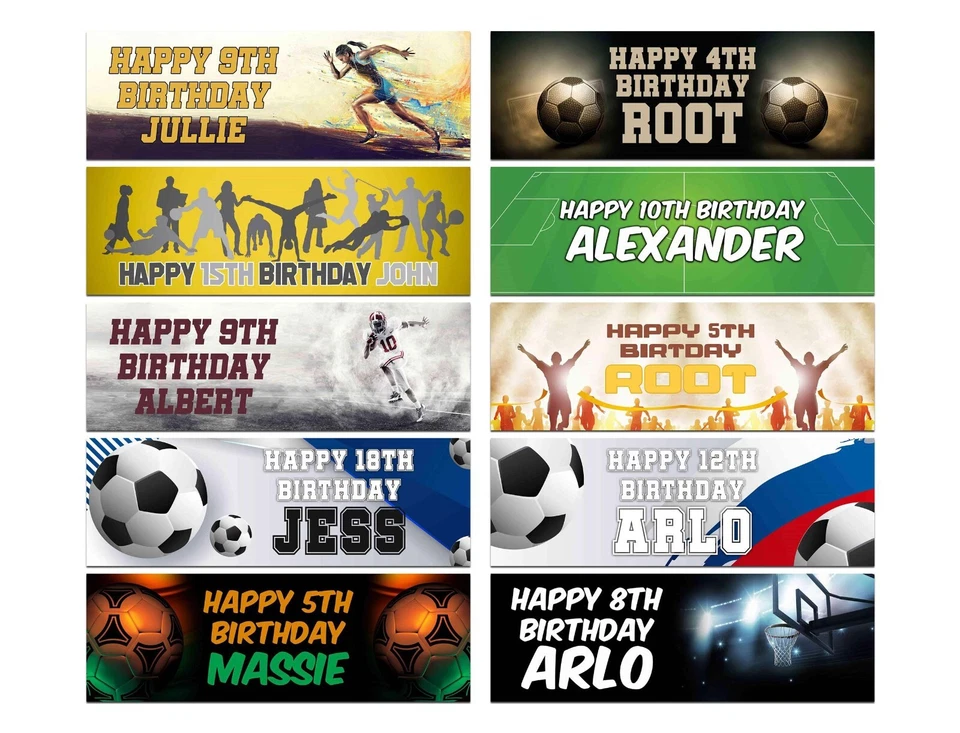 Personalised Birthday Banners Football Design Children Kids Party Decoration 36 - Image 1 of 1