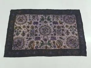 Vintage Indian Traditional Hand Embroidered Wall Hanging 47x29 inches - Picture 1 of 12