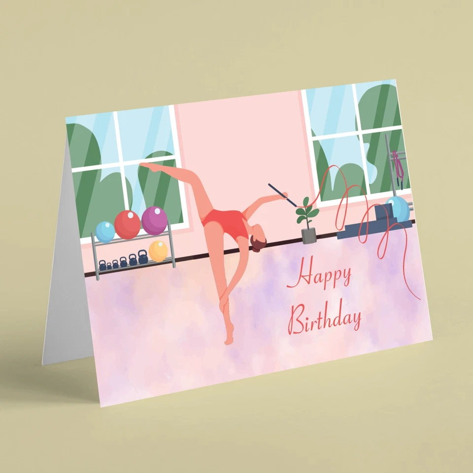 Female gymnasts sport birthday card suitable for girl mum daughter sister friend - Image 1 of 1