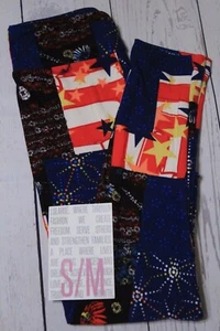 NWT LuLaRoe Kids' S/M Americana July 4th UNISEX Stars PATCHWORK Leggings UNICORN - Picture 1 of 2