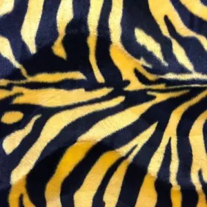 TELA DE COSTURA DE PIEL SINTÉTICA VELBOA AMARILLO CEBRA ESTAMPADO ANIMAL POLIETILENO POR YARDA - Imagen 1 de 1