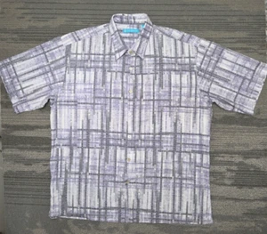 Tori Richard Hawaiian Shirt Mens L Cotton Lawn Purple AOP Geometric Short Sleeve - Picture 1 of 7
