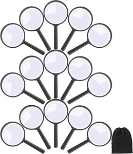 15 Pack Handheld Magnifier Plastic Magnifying Glass Accessories with Storage Bag - Picture 1 of 7