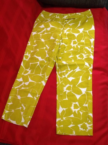 Pantalone Michael KORS verde bianco primaverile lunghezza caviglia taglia 6