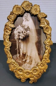 Exquisite Vtg Solid Brass 9.5x6" Picture Frame - Picture 1 of 10