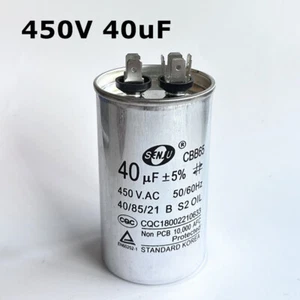 Condensador de arranque de motor CBB65 40uF 35 MFD uF 450 VAC para aire acondicionado HVAC - Imagen 1 de 4