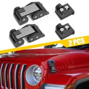 Black Aluminum Hood Locking Latch Catch Kit For Jeep Wrangler JK JKU 2007-2018 - Picture 1 of 12