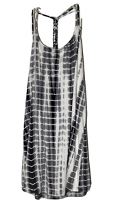 Lucy & Laurel Black Gray Tie Dye Checked Womens Racerback Stretch Top Size S - Picture 1 of 7