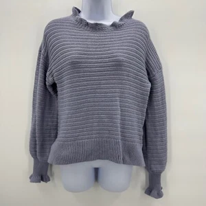 Madewell Knit Ruffle Sweater Purple Sz Medium - Picture 1 of 9