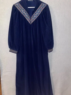 Vestido largo vintage Vanity Fair con cremallera polar talla M mujer azul EE. UU. Foto 1 de 4