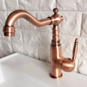 New Red Copper Brass Bathroom Sink Swivel Mixer Tap Vanity Basin Faucet 8nf410 - Bild 1 von 8