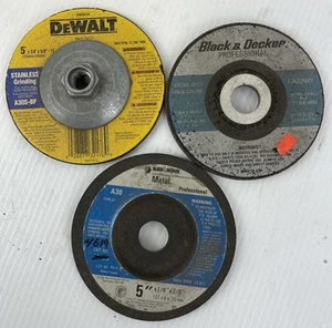 Lot of 3 5" Grinding Wheels DeWalt Stainless Black Decker Metal Masonry - Picture 1 of 4