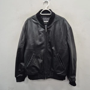 Hugo Boss Black Lambskin Leather Bomber Coat Jacket Size Eu 50 Uk Large Men's - Picture 1 of 11