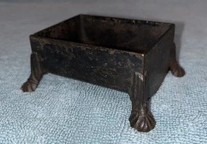 Vintage Antique Rectangular Cast Iron Trinket Box No Lid Patina Four Animal Feet - Picture 1 of 10