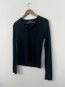 Ralph Lauren Purple Label Interlock Henley Shirt Navy Size XS Cotton - Picture 1 of 6