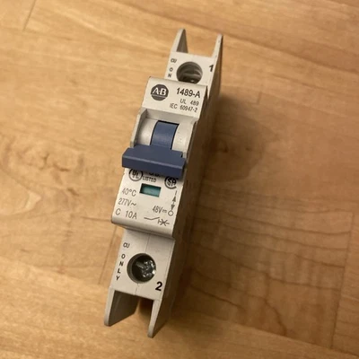 Allen-Bradley 1489-A1C100 Circuit Breaker 1 Pole 10 Amp 277VAC C Trip Curve - Image 1 of 2