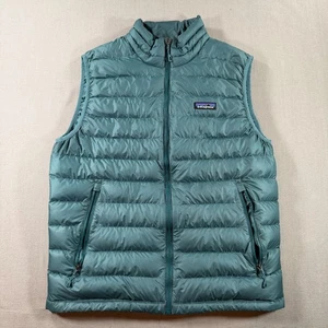 Patagonia Down Sweater Insulated Vest Mens Medium Green Blue Full Zip Puffer - Picture 1 of 10