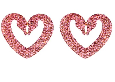 Pendientes de cisne doble perforados enchapados en rodio Una rosa oscuro creados en laboratorio Swarovski Foto 1 de 3