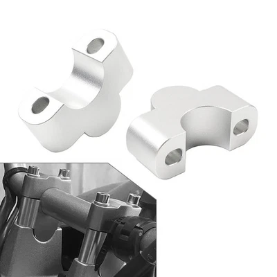 Silver Handlebar Riser Lift Kit Clamps Bar 25mm Height For Honda Suzuki Kawasaki - Image 1 of 4
