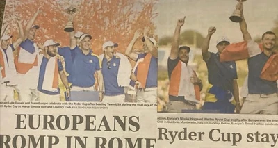 🏆🔥⛳️2023 PGA TOUR *RYDER CUP двусторонний ПЛАКАТ — газетные статьи - Изображение 1 из 4