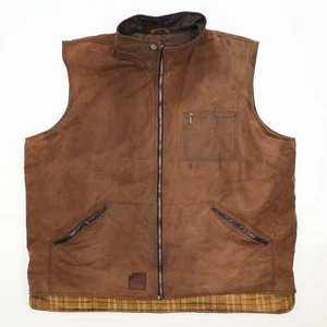 Outback Australian Men's Size 3XL Brown Oilskin Vest Genuine Waxed Cotton - Picture 1 of 9