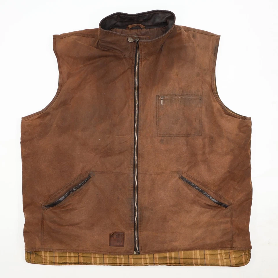 Outback Australian Men's Size 3XL Brown Oilskin Vest Genuine Waxed Cotton - Image 1 of 4
