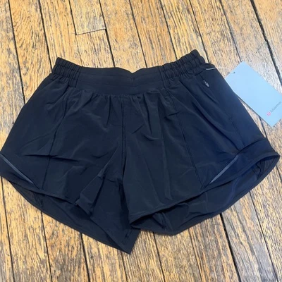 Lululemon  HOTTY HOT LOW RISE SHORT 4” LINED Black Sz 6 NWT - Image 1 of 4