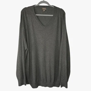 OAK HILL Premium Men's Cotton 5% Cashmere V-Neck Sweater Size 3XL Gray - Picture 1 of 10