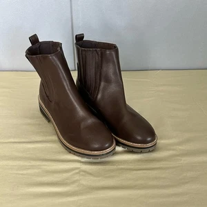 Women's EUC Kensie Brown Ankle Boots- Chunky Heel Pull On High Ankle- Size 10 - Picture 1 of 8