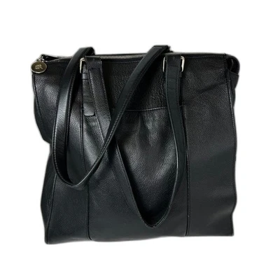 Banana Republic Black Leather Commuter Career Tote Bag - Image 1 of 4