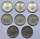 Collection of 8 Belgium 5 Franc coins (1948 to 1950) - Good Condition