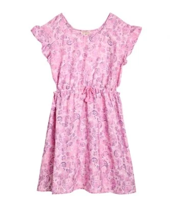 Girls Size 7/8 Dress Lightweight Short Sleeve Boho Sundress NEW Pink Paisley - Image 1 of 4