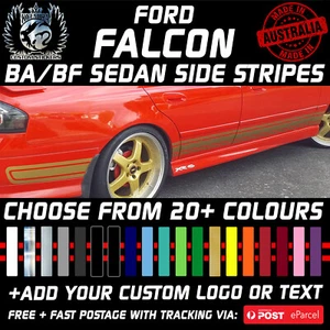 Pair BA BF Ford Falcon Side stripes add your text or logos vinyl sticker stripes - Picture 1 of 3