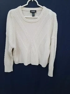 Womans Express Beige Pullover Short Knit Sweater, Medium - Picture 1 of 5