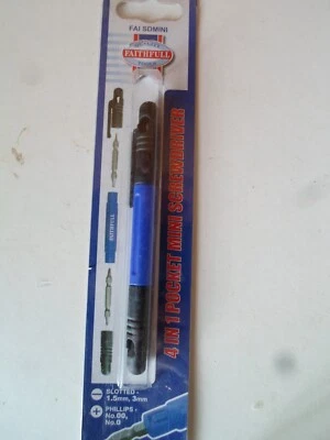FAITHFULL TOOLS Faithfull 4 in 1 Compact Pocket Screwdriver DIY Slotted 1.5 & 3mm PH0 & PH00