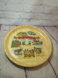 VINTAGE Yellowstone National Park wood plate tray 13"  - Picture 1 of 7